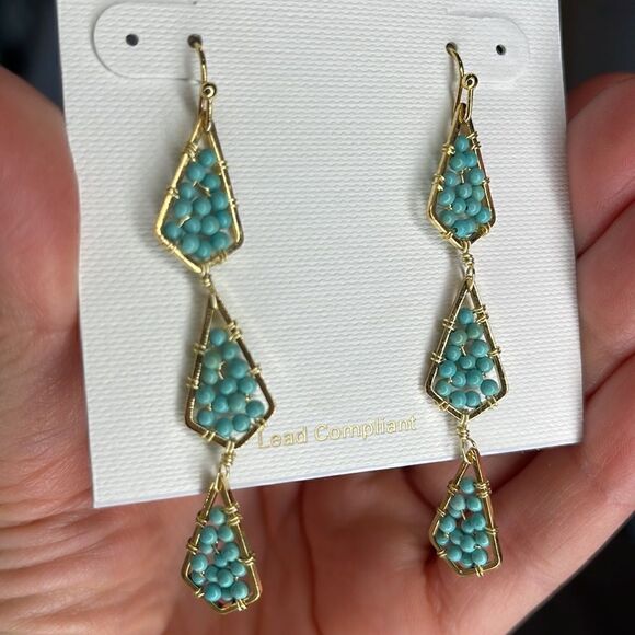 NWT PANACEA Triple Bead Drop Earrings - Picture 6 of 6